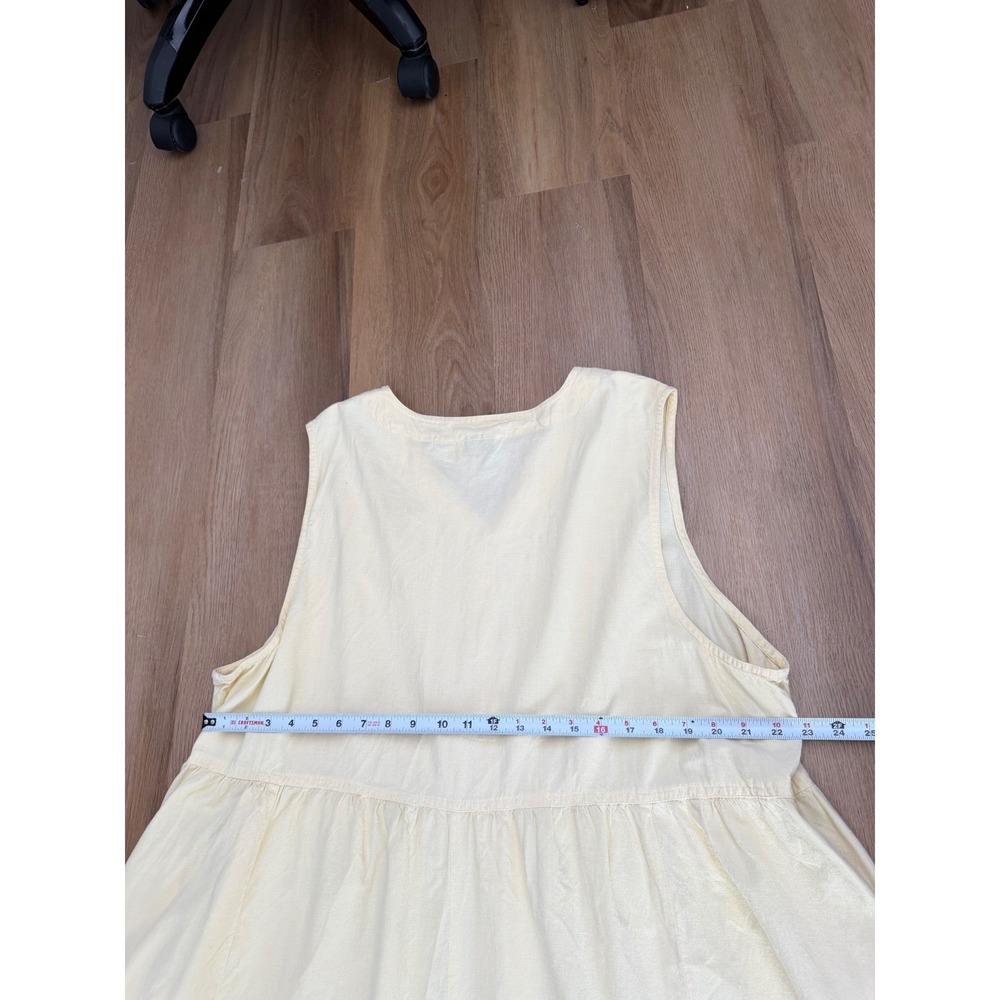 Vintage Butter Yellow Cotton Embroidered Midi Dress plus 18/20 cottage preppy - Picture 6 of 7